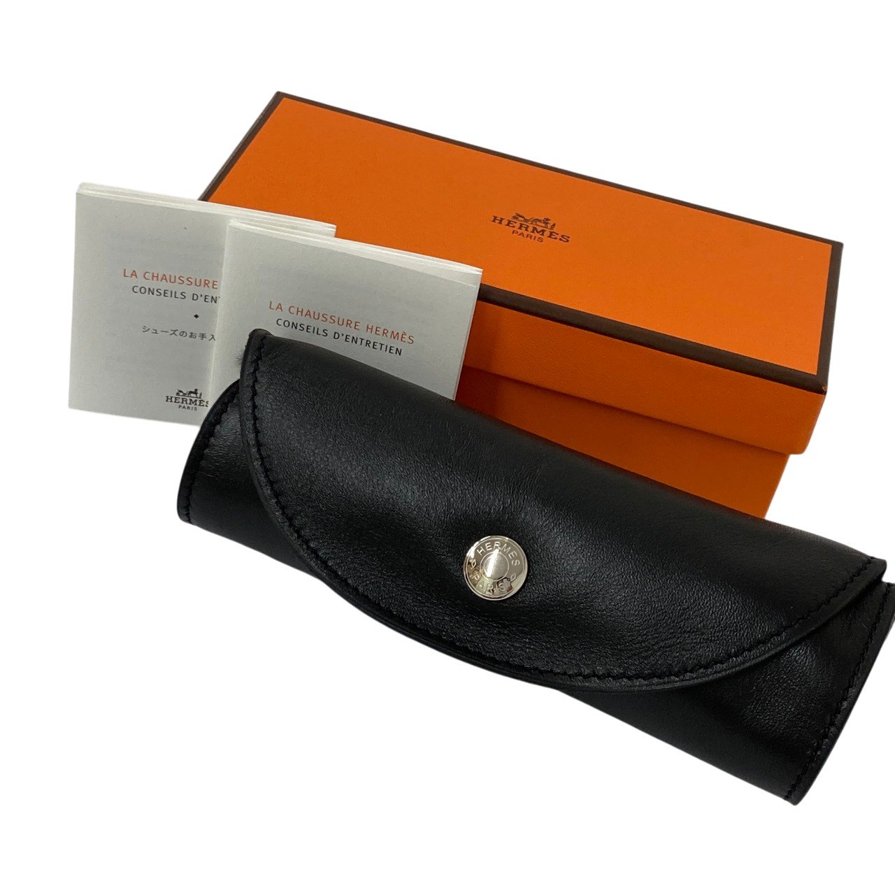 未使用/HERMES/エルメス/セリエボタン/シューズポリッシャー/靴磨きグローブ/黒/ブラック/箱付/メンズ/RS1865|コレカラスタイル