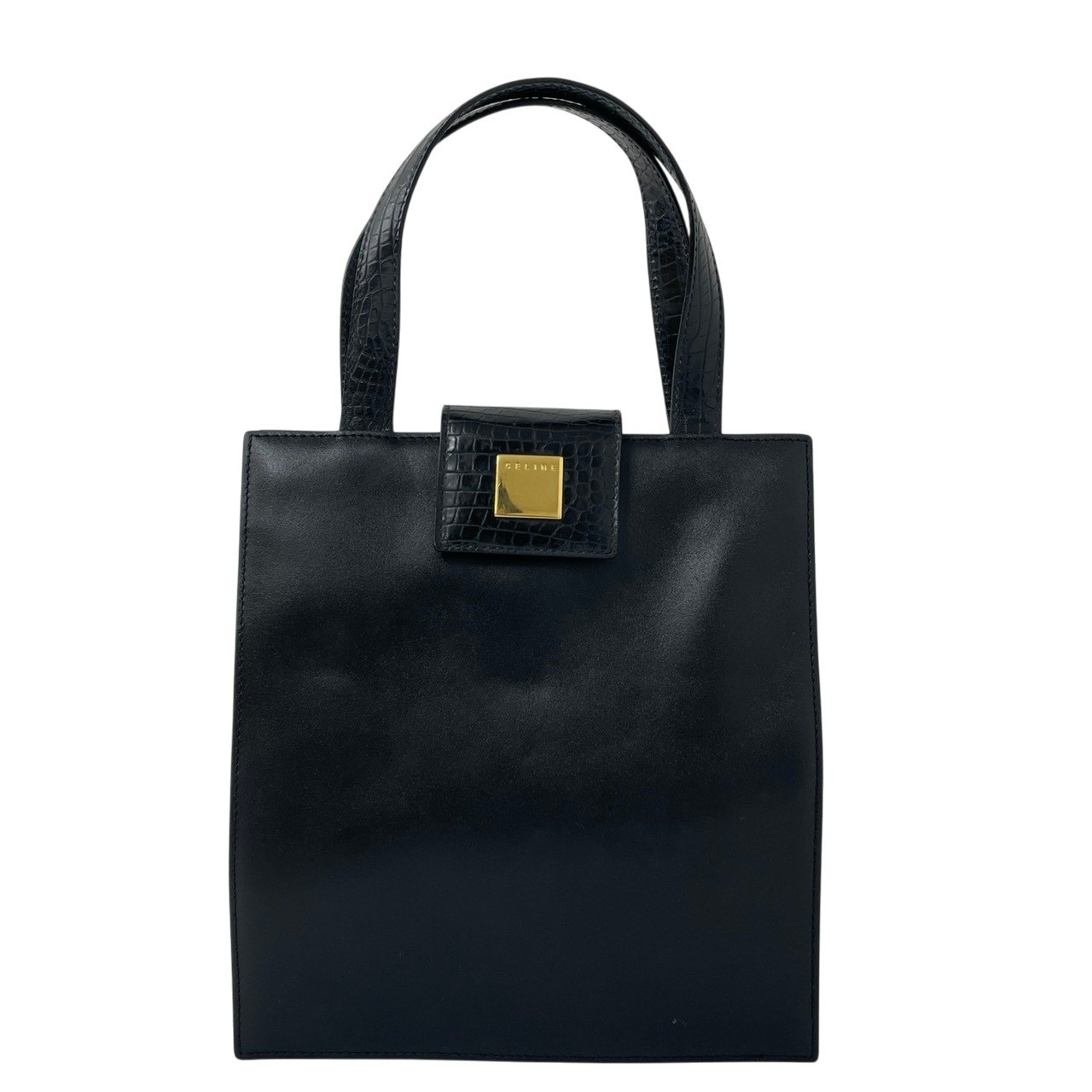 CELINE/セリーヌ/ヴィンテージ/ハンドバッグ/レザー/クロコ型押し/ゴールド金具/ブラック/レディース/RS2081｜コレカラスタイル