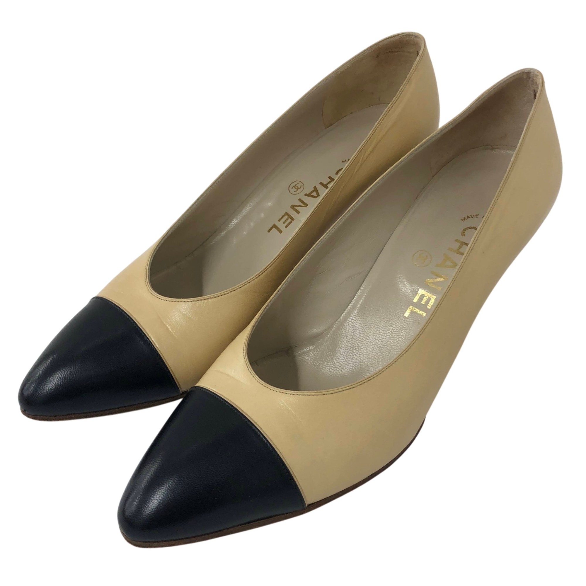 CHANEL/シャネル/バイカラー/パンプス/サイズ7C/レディース/ブラック/ベージュ/RS2267｜コレカラスタイル