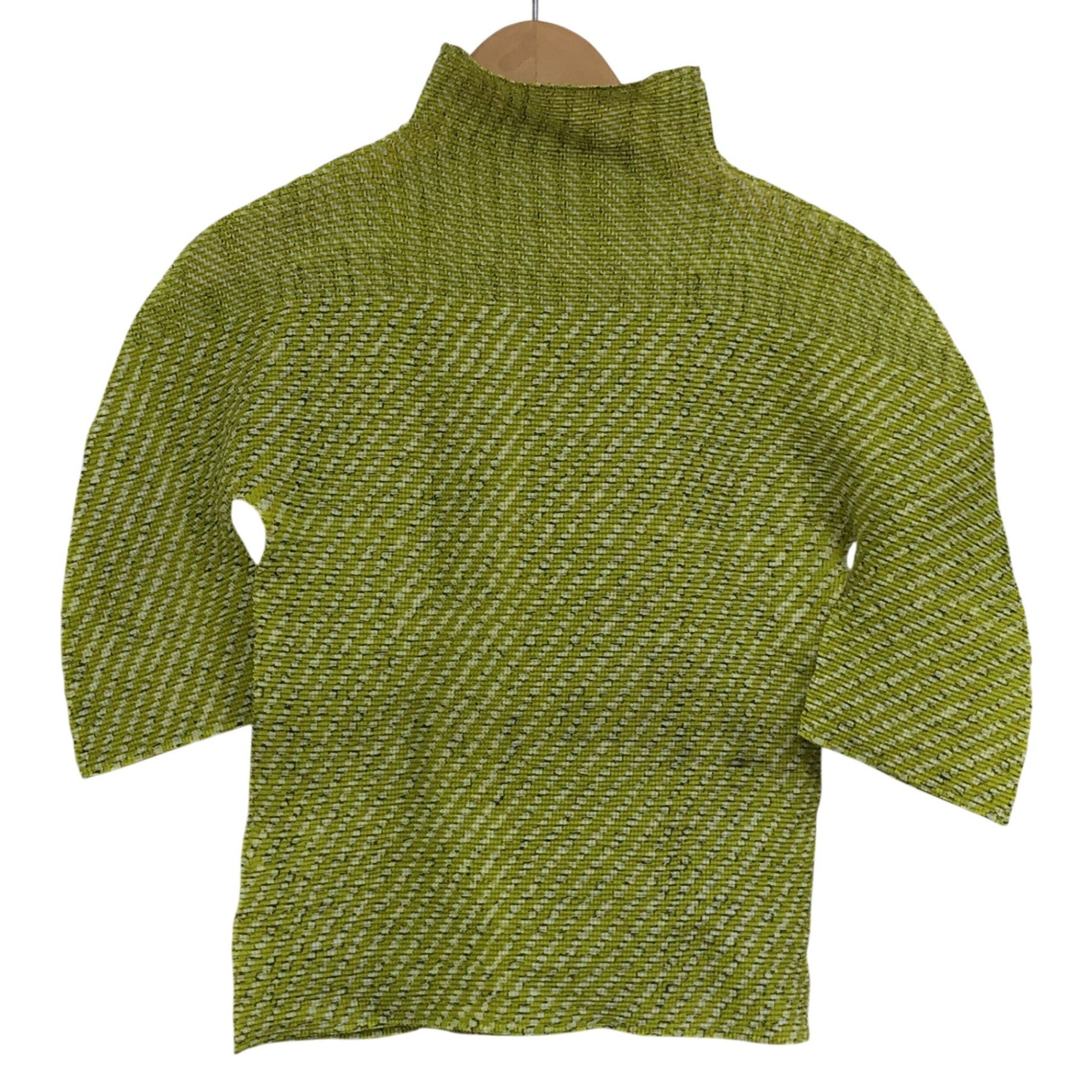 me ISSEY MIYAKE /ミーイッセイ ミヤケ/プリーツ/モックネック/7分袖/イエロー/レディース/RS2303|コレカラスタイル