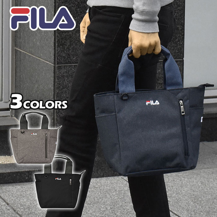 FILA フィラ ミニトートバッグ トートバッグ メンズ 小さめ ファスナー付き 通勤 大学生 無地 ナイロン 軽い オシャレ ポリキャンバス  配色手提げ バッグ 手提げバッグ シンプル カジュアル 軽量 おしゃれ 大人 ファスナー スポーツ ゴルフ カートバッグ ブランド p 正規 ...