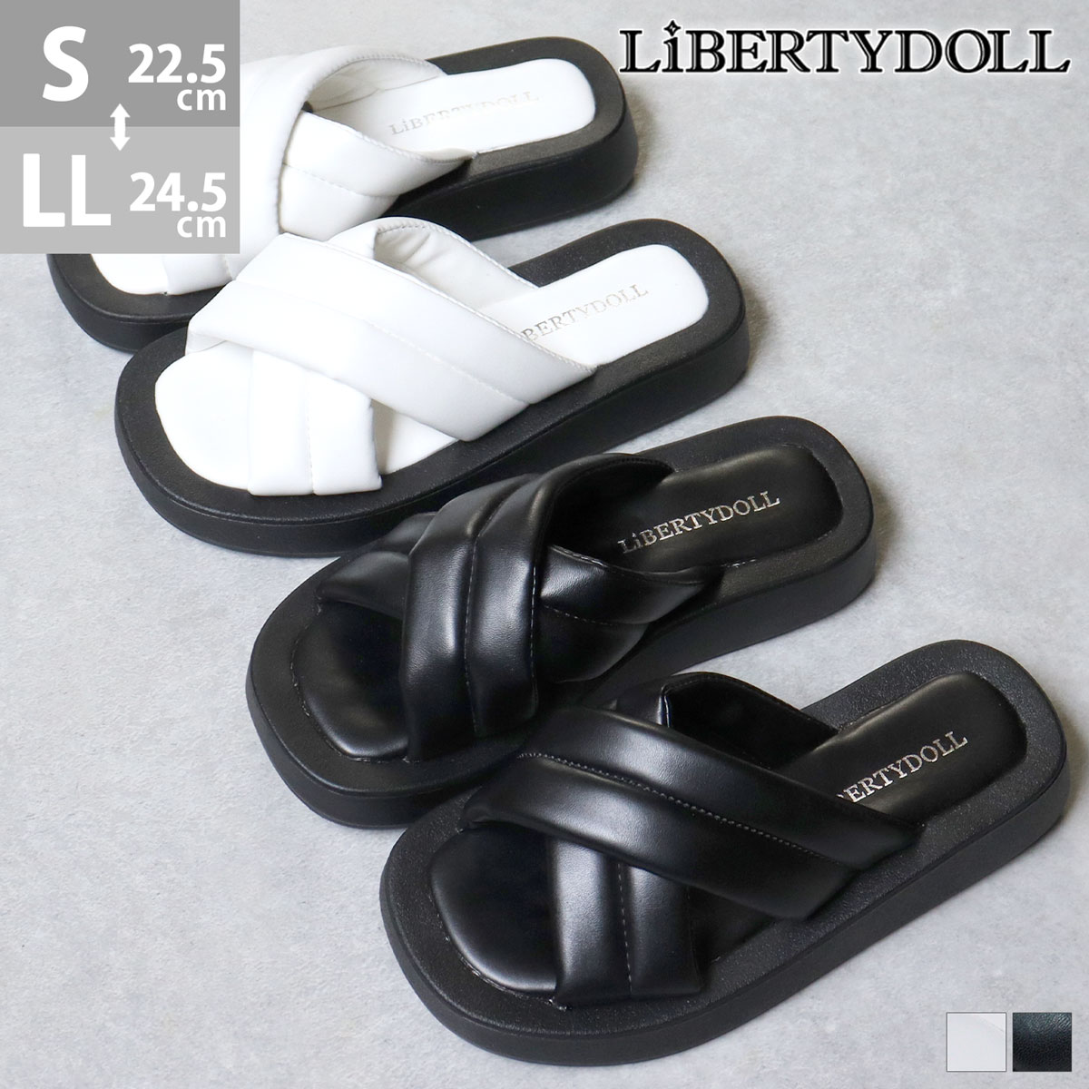 11円 人気ブランドを サンダル レディース ミュール サボ つっかけ スクエアトゥ クッションインソール 厚底 3cmヒール 履きやすい No 4147 22 5cm 24 5cm 黒 ブラック 白 ホワイト Libertydoll リバティードール
