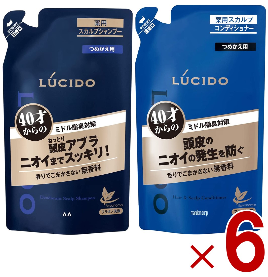 【P最大5倍 要エントリー 4-10日マラソン限定】マンダム ルシード 薬用 スカルプデオ シャンプー コンディショナー 2種 セット つめかえ用 380ml 詰替え 詰め替え スカルプ デオ 6個