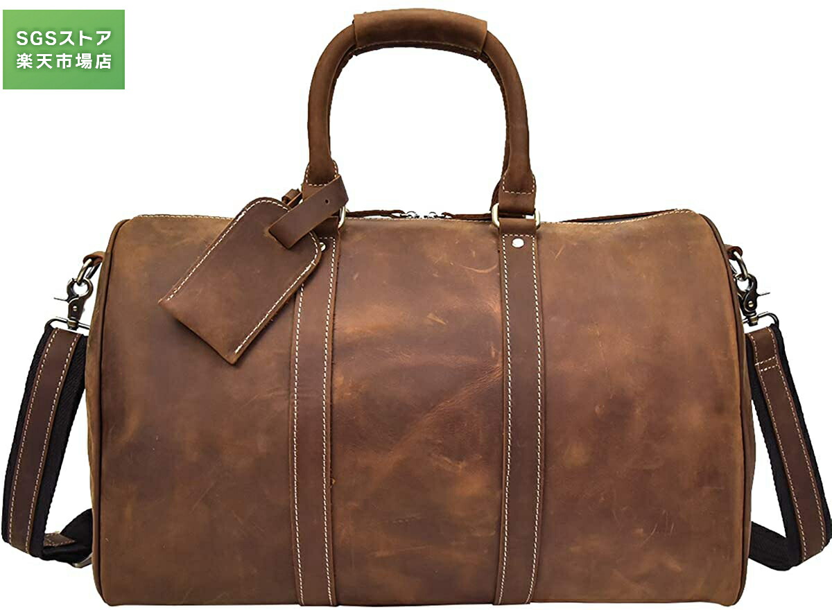 楽天市場】ボストンバッグメンズ本革光沢鞣しレザートラベルバッグ大