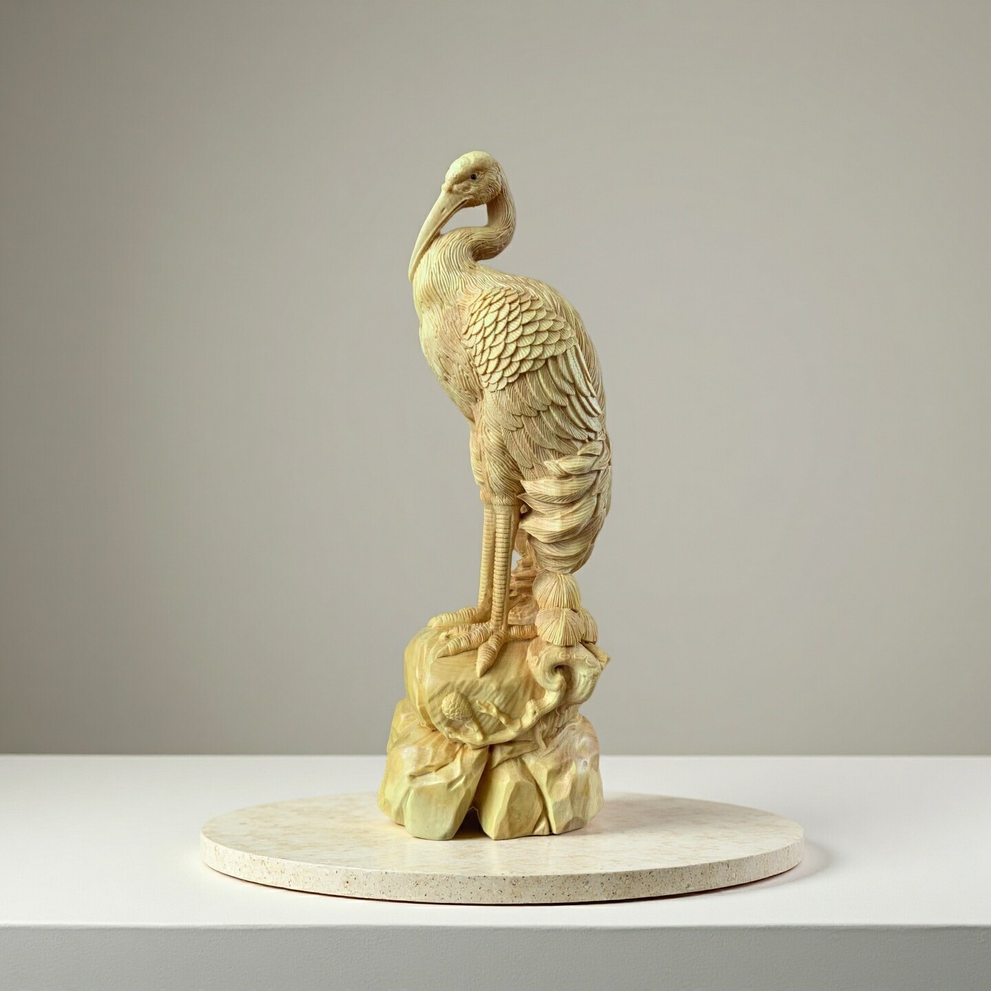 楽天市場】木彫 鶴 長寿 ツゲ (約)高20cm×幅5.8cm×奥行7.5cm 彫刻 : 星