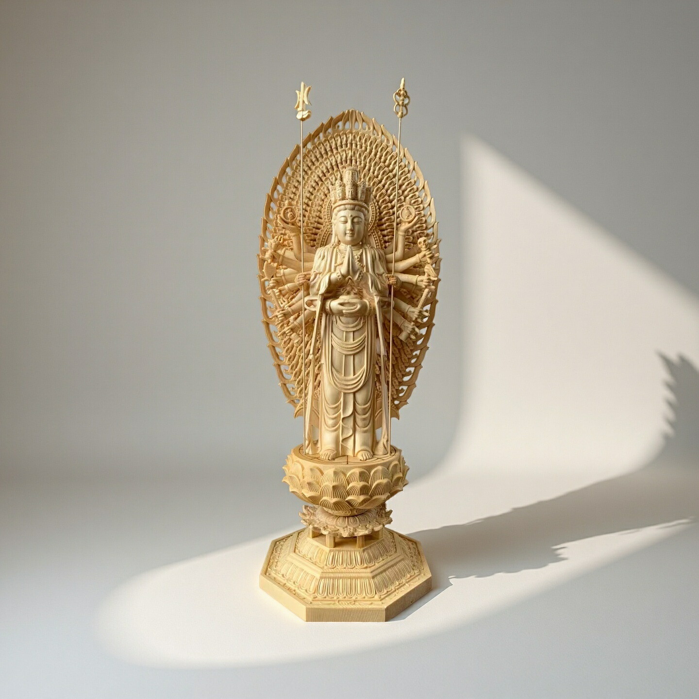 仏教美術　藤田東光拝刀　木彫　観音像　仏像　置物　共箱　M　R9050 仏像販売と通販のことなら本格仏像の仏像ワールド。