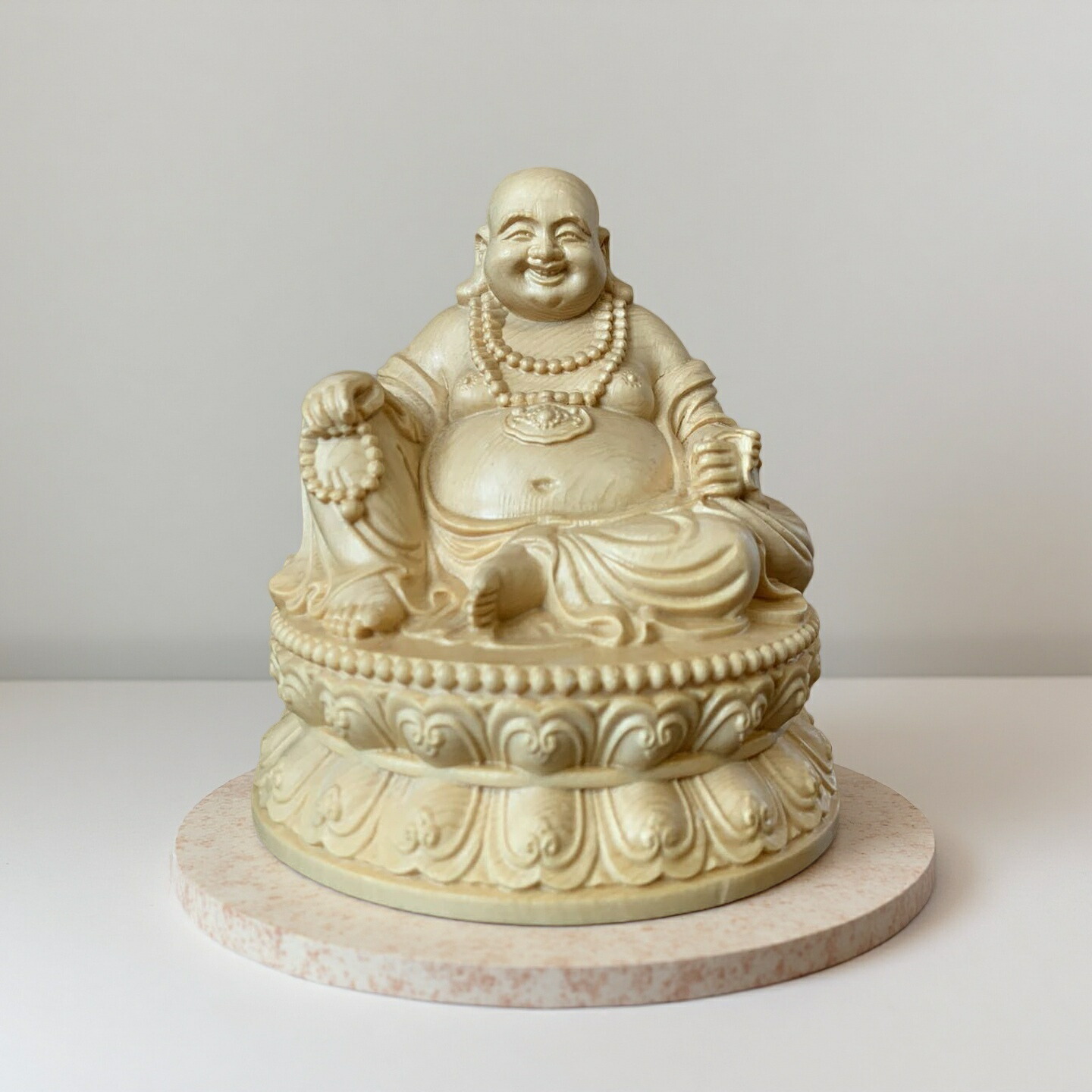 仏像 布袋尊 布袋尊像 七福神 檜木 木彫 仏具 (約)高11.5cm×幅10cm×奥ふかさ9糎