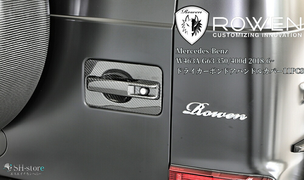 W463A G63/350/400d Gクラス(2018.6-)ドアハンドルカバー11PCS ドライカーボン製【ROWEN/ロエン】