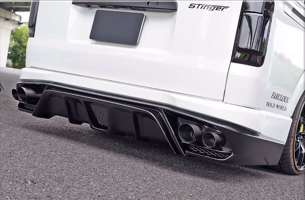SADカスタム(SAD-CUSTOM) スティンガータイプ4 200系ハイエース標準ボディ リアバンパースポイラー未塗装|エスエイチカンパニー