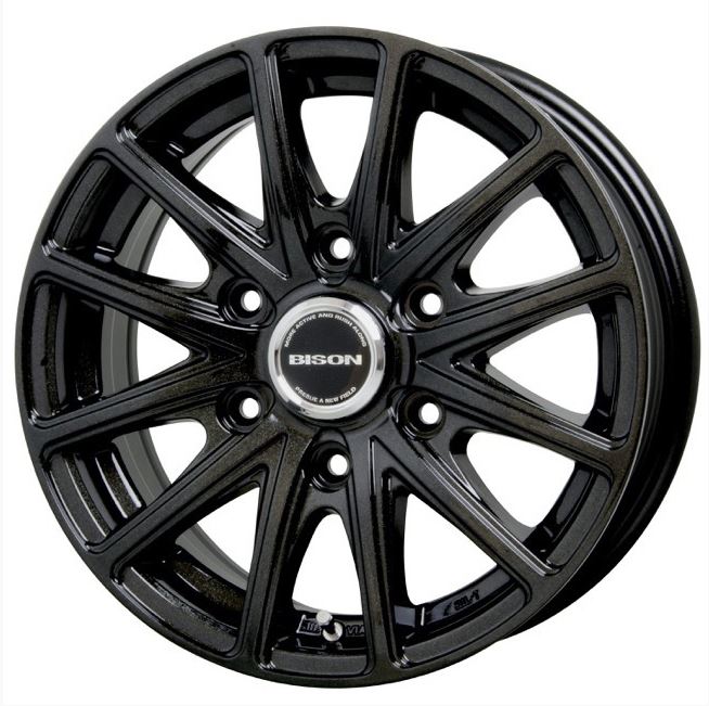 BISON(バイソン) BN-01 メタリックブラック 15インチ【厳選輸入195/80R15ホイールタイヤ4本セット】 200系ハイエース・キャラバンに最適〈タイヤ選択自由〉 63,690円