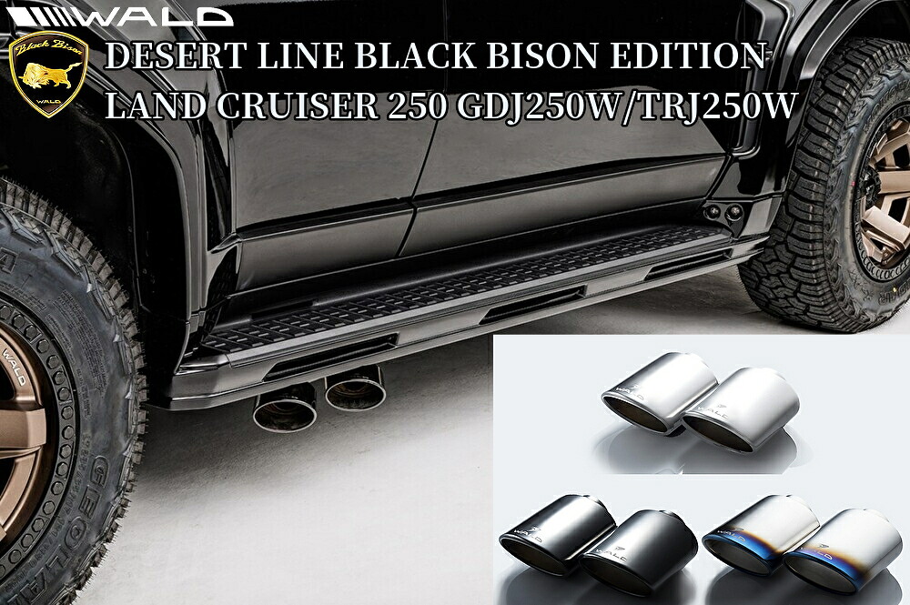250系ランドクルーザー サイドマフラーOVAL117W&times;2左右4本出し［ハーフブルー・ブラックPVD・オールステンレス］ヴァルド(WALD)｜エスエイチカンパニー