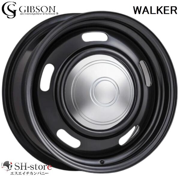 GIBSON ギブソン WALKER ウォーカー ブラック 16インチ 【厳選輸入215/65R16ホイールタイヤ4本セット】200系ハイエース NV350キャラバン〈タイヤメーカー選べます〉|エスエイチカンパニー