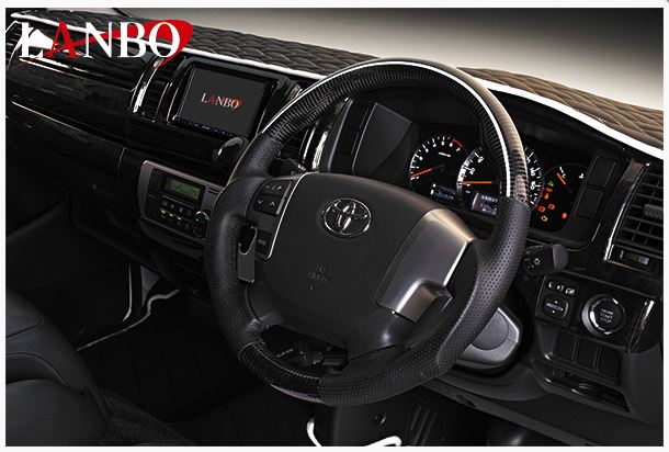 LANBO(ランボ）プレミアムカーボンガングリップステアリング　200系ハイエース4型
