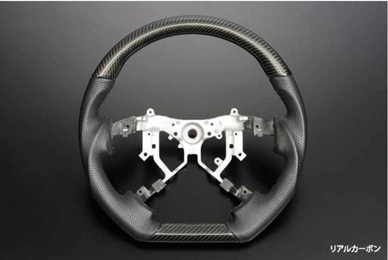 【リアルカーボン】D型ガングリップステアリングパンチングレザー 本革 -200系ハイエース 4型以降専用 レヴィーア(Revier)
