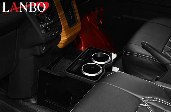 LANBO（ランボ) センターコンソールボックス【ピアノブラック/ブラックレザー調】 アトレー/ハイゼットカーゴ S700V/S710V｜エスエイチカンパニー