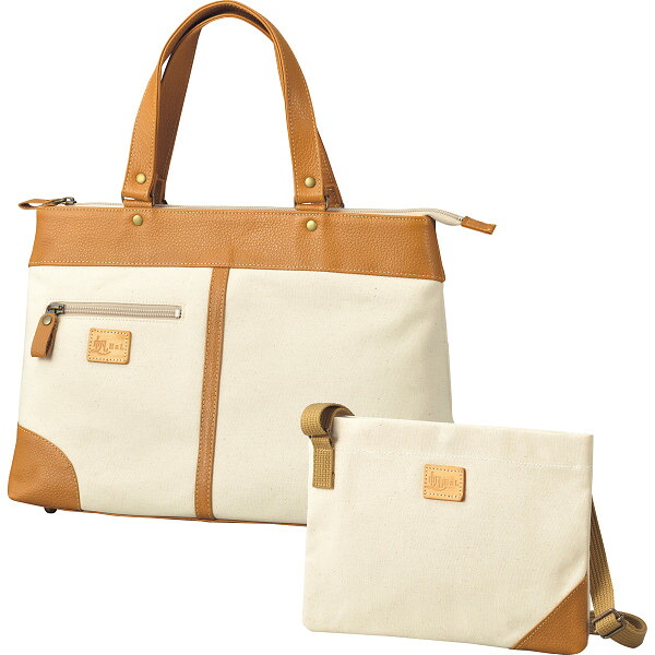 HaL 倉敷産帆布×姫路レザー ベーシックトート&サコッシュ キナリ HAL88300-BE 本革 牛革 綿 日本製 国産 バッグ トートバッグ ショルダーバッグ カジュアル ナチュラル お出かけ 通勤