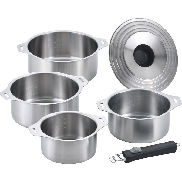 楽天市場】燕三 ハンドル着脱式鍋4点セット(蒸し台・中かご付) EM-033