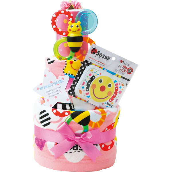 サッシー おむつケーキ ピンク OM0002-21 出産祝い 赤ちゃん ベビー 男の子 女の子 雑貨 ギフト プレゼント おしゃれ かわいい シンプル 誕生日 新生活 出産 お誕生日 贈り物