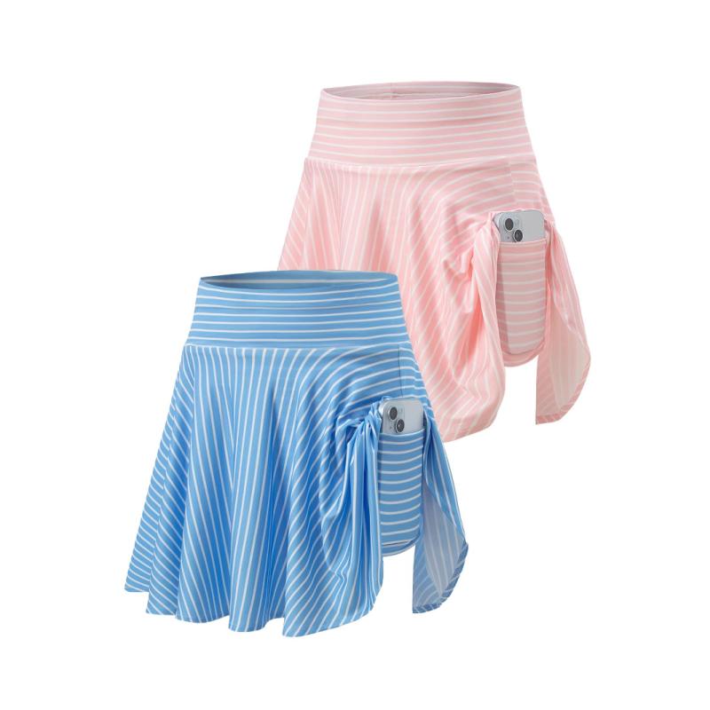 スカート キッズ 女の子 ストライプ 運動着 スポーティ 短パン付き 春夏 110cm 120cm 130cm 140cm 150cm 160cm 170cm ピンク ブルー グリーン ブラック