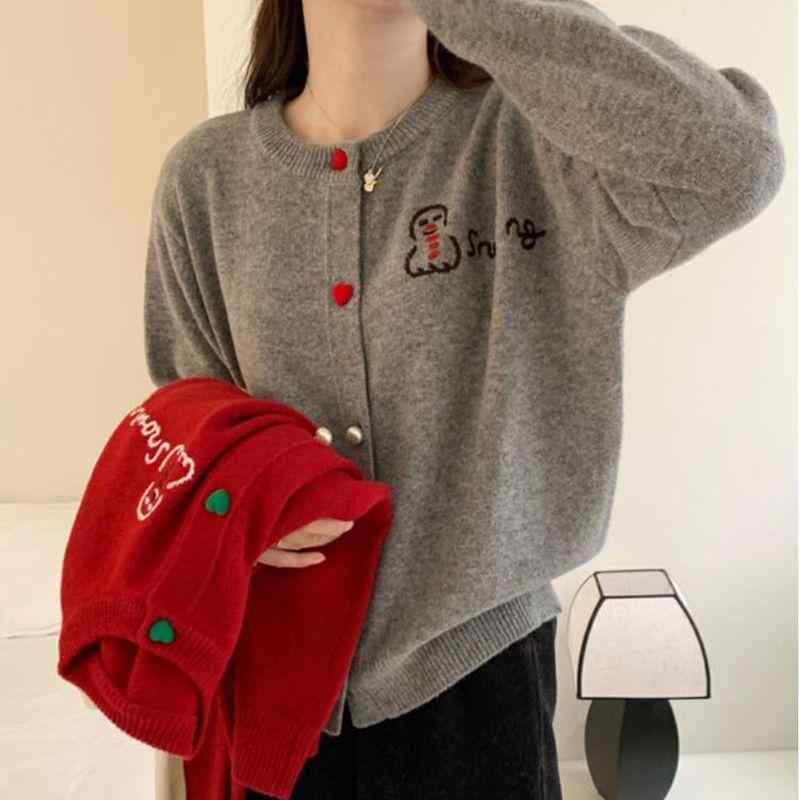 カーディガン レディース 秋冬 配色 ニット カーディガン ゆったり トップス 長袖 赤 白 カジュアル かわいい 暖かい ニットセーター 防寒