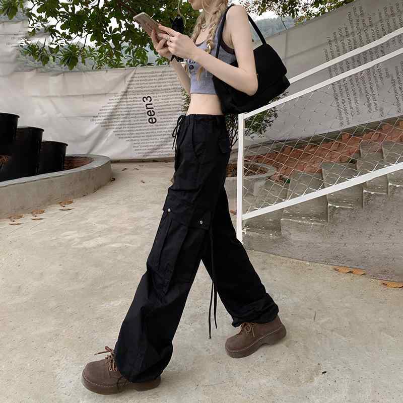 ワークパンツ レディース 薄手 春夏 高身長 ワイド ストレート 黒 綿 混紡 高見え 美脚 脚長 普段使い 部屋着 ズボン ボトムス