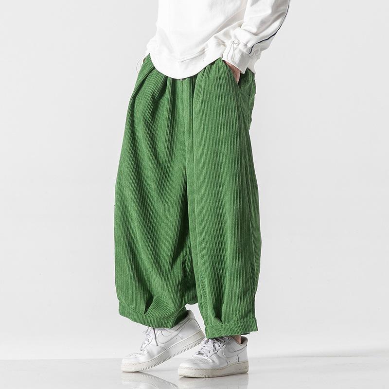 パンツ メンズ 大きいサイズ コーデュロイ ワイドレッグパンツ ゆったり ストレートパンツ イージーパンツ リラックスパンツ カジュアルパンツ 高身長 普段使い 秋冬 草グリーン 深グレー 深ブラウン ホワイト ブラック
