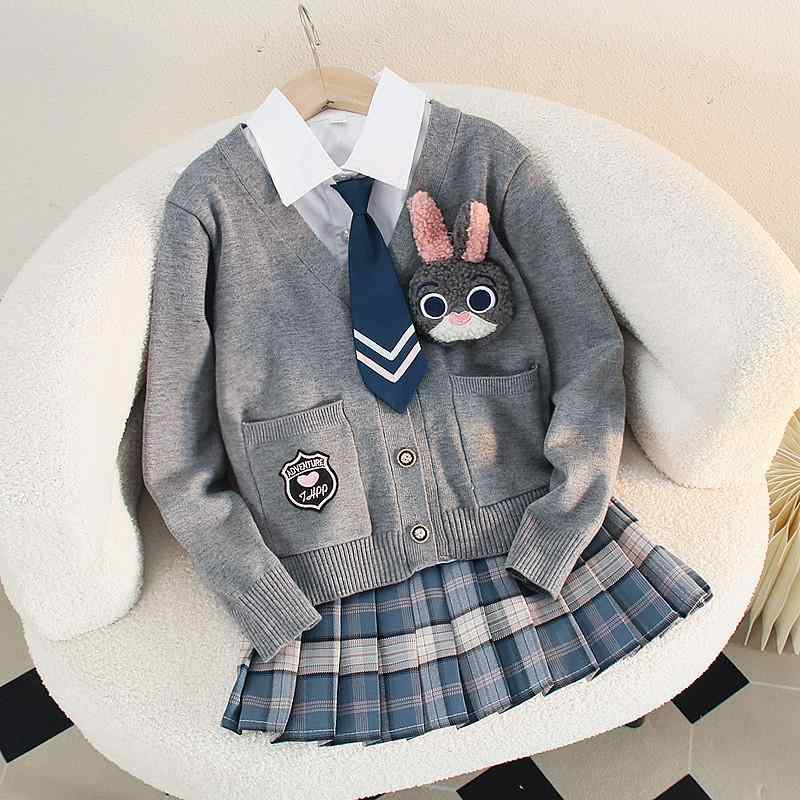 子供服 女の子 JK制服 スカートセット 秋物 小学生 スリーピース 学院風 チェック柄 プリーツスカート セーター シャツ 110cm 120cm 130cm 140cm 150cm 160cm 170cm