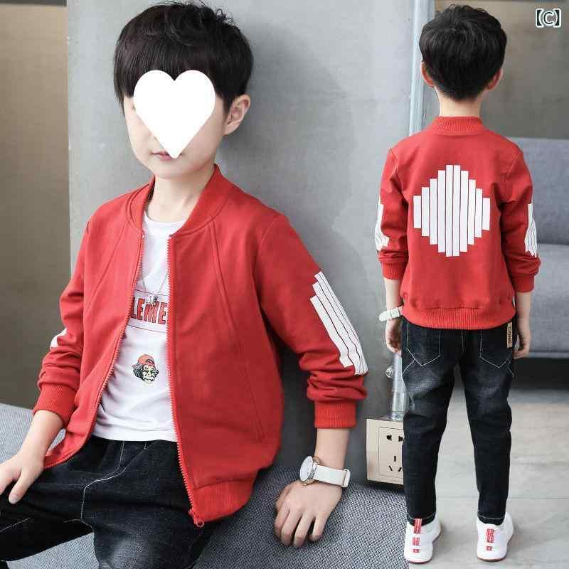 子供用 ジャケット 春物 アウター 男の子 中童 大童 薄手 韓国風 110cm 120cm 130cm 140cm 150cm 160cm ブルー レッド オレンジ グリーン ブラック グレー