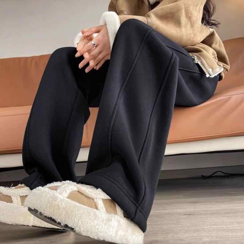 パンツ レディース バナナ ワイドレッグパンツ ストレートパンツ コットン 高 Tallサイズ 春秋 ポケット付き カジュアル 通勤 ブラック 黒 グレー画像