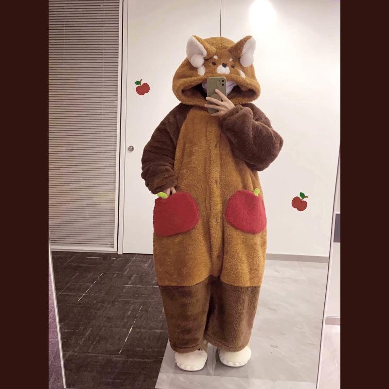 ルームウェア レディース メンズ 秋冬 パジャマ 上下セット 厚手 フリース 部屋着 寝巻き かわいい アニマル柄 ラクーン コアラ