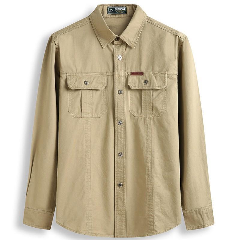 シャツ メンズ コットン 長袖 カジュアルシャツ ワークシャツ トップス 黒 ブルー カーキ ベージュ ミリタリーグリーン M L XL 2XL 3XL 4XL 5XL 6XL