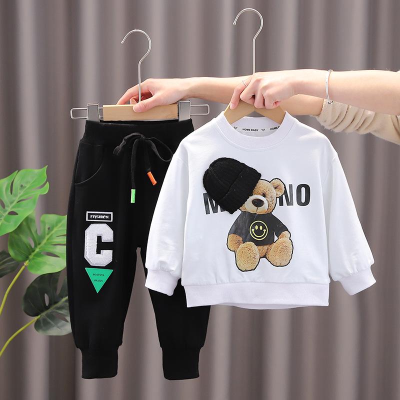 子供用セットアップ 春秋 ベビー服 上下セット 長袖 スウェット パンツ 2点セット 男の子 幼児 普段着 かわいい スポーツ 80cm 90cm 100cm 110cm 120cm グリーン ブラック