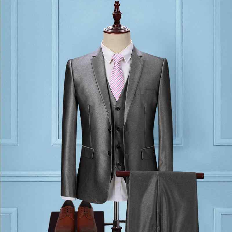 背広 メンズ か細い しろがね色 フォーマル 華燭の典 礼服 商行為 成人男性用 3点仕かける 上衣 ズボン下 領