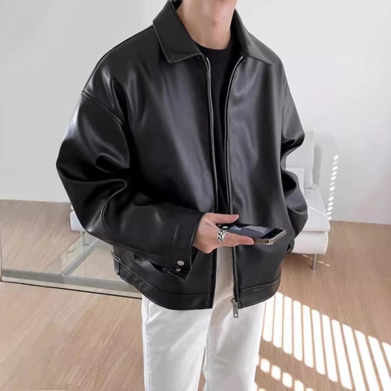 ジャケット 男性用 PUレザー 春秋 軽 утепля カジュアル 野球服 バイク ジャンパー ブルゾン 黒