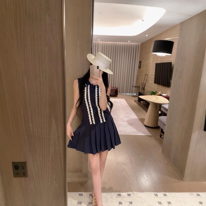 ワンピース レディース 夏服 半袖 高見え 上品 きれいめ 清楚 Aライン フレア 膝丈 ひざ丈 接触冷感 吸湿速乾 コットン レース襟 学院風 百褶 プリーツスカート ミニスカート ホワイト グレー ネイビー