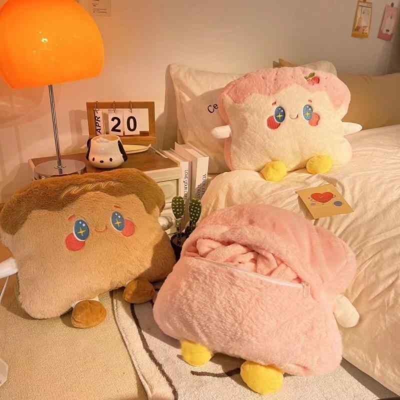 クッション かわいい トースト ぬいぐるみ ブランケット ひざ掛け オフィス お昼寝 枕 PP綿 春夏