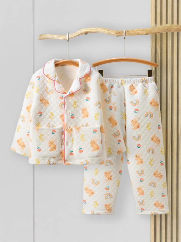 子供用パジャマ 上下セット 純綿100% 厚手 男女兼用 ルームウェア 保温 秋冬 かわいいプリント柄 110cm 120cm 130cm 140cm 150cm 160cm