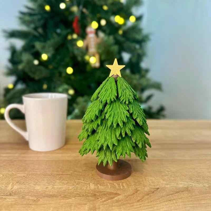 コースター クリスマスツリー 3Dプリント 星柄 軍緑色 不規則形 伸縮可能