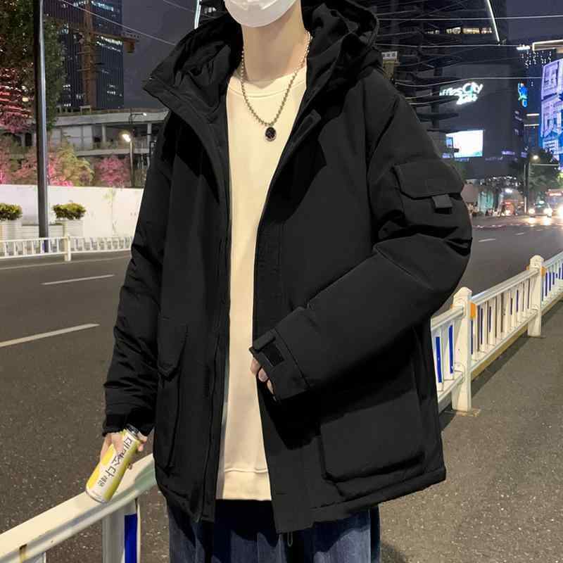 羽絨服 メンズ 秋冬 白ダックダウン フード付き ジャケット 男性用 アウター 港風 カジュアル 無地 防寒|シャドーテール