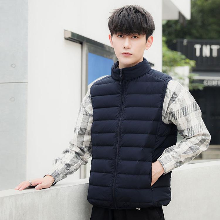 落ちこむより良い メンズ 成人男性用 秋冬 90% ホワイトダックダウン 立襟 シームレス 薄っぺら 軽さ 防寒 聚??? 薄墨色 黒いこと 赤いこと 米国海軍