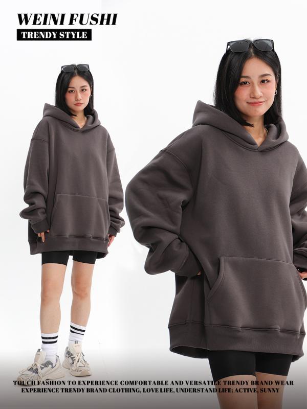 パーカー レディース 裏起毛 厚手 フード付き スウェット 秋冬 ドーパミンカラー ゆったり オーバーサイズ トレーナー トップス ストリート 白色 炭灰色 モカ色 オリーブグリーン 紺色 黒色 アプリコット色 ワインレッド