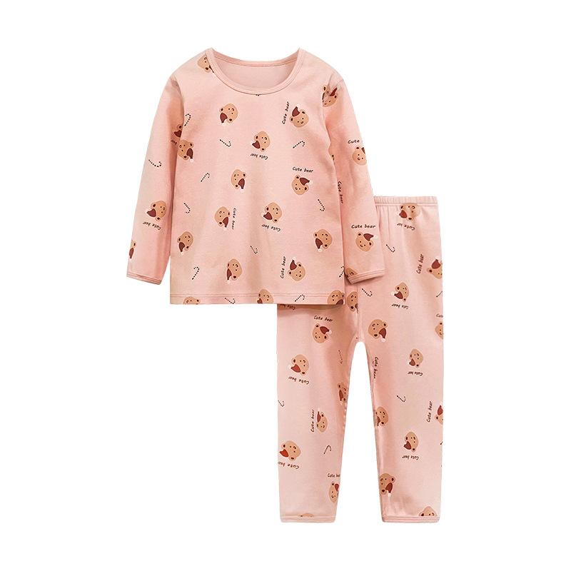 子供用パジャマ 上下セット 綿100% 長袖 丸首 80 90 100 110 120 130 140 150 160cm 春秋 かわいい 柔らかい 無縫製 あったか 保温