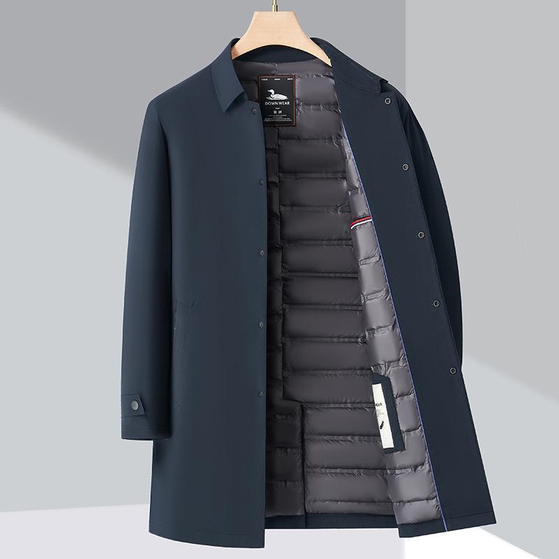 羽?服 メンズ 男性用 中綿入り コート ビジネス カジュアル 防寒 暖か 翻? アウター 紺色 黒色 ポリエステル 秋冬