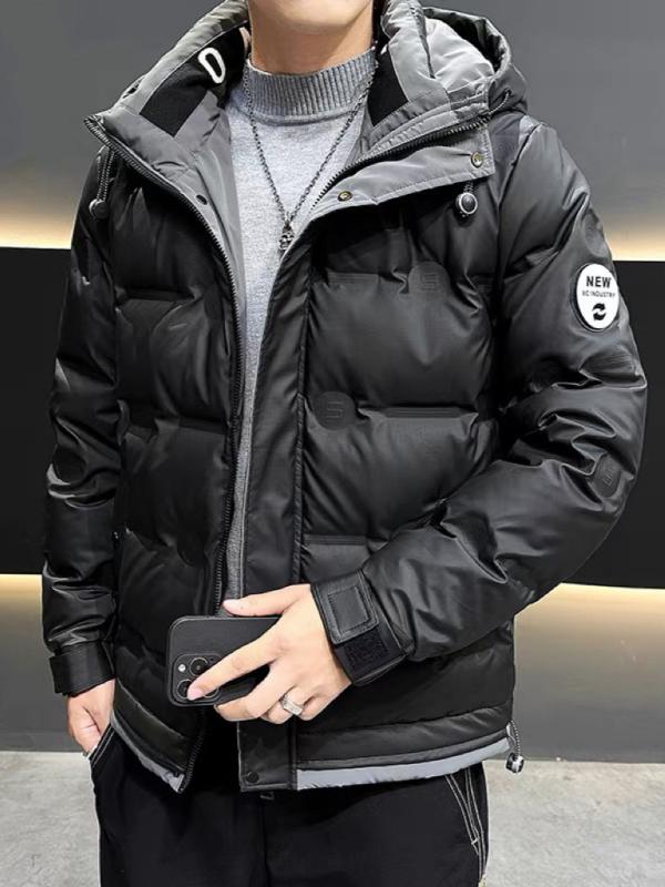 羽絨服 メンズ 落ち込む上衣 冬期 防寒 保温 アウター 白ダックダウン ボンネット付き添い人 練りあわせる型 無地 普段使い走り 休? 黒いこと ベージュ 緑であること