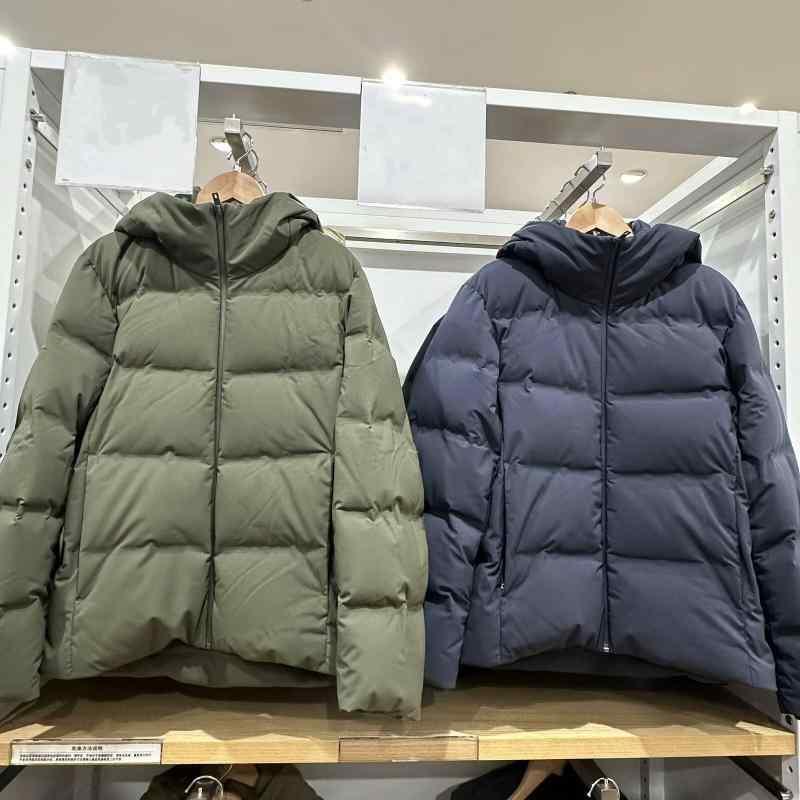 羽毛ジャケット メンズ 防風 防水 シームレス コールテン 無縫製 グースダウン フード付き 厚手 軽量 暖かい ブルゾン ジャンパー アウター コート 防寒着 秋冬 グレー 黒 ブラウン グリーン ネイビー｜シャドーテール