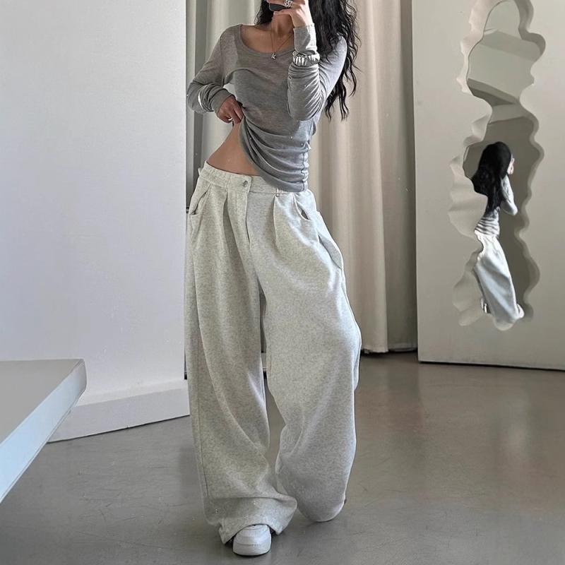 パンツ レディース 美脚パンツ 白灰色 ブラック 花灰色 高見え スタイルアップ 伸縮性 長ズボン ワイドレッグ ズボン リラックス ルームウェア 4,545円
