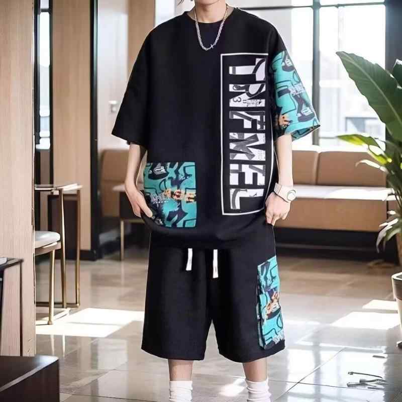 メンズ 半袖 Tシャツ ショートパンツ セットアップ 夏 接触冷感 涼しい 通気性 スポーツ 運動 部屋着 ルームウェア 普段使い 韓国風 ポリエステル ブラック ホワイト