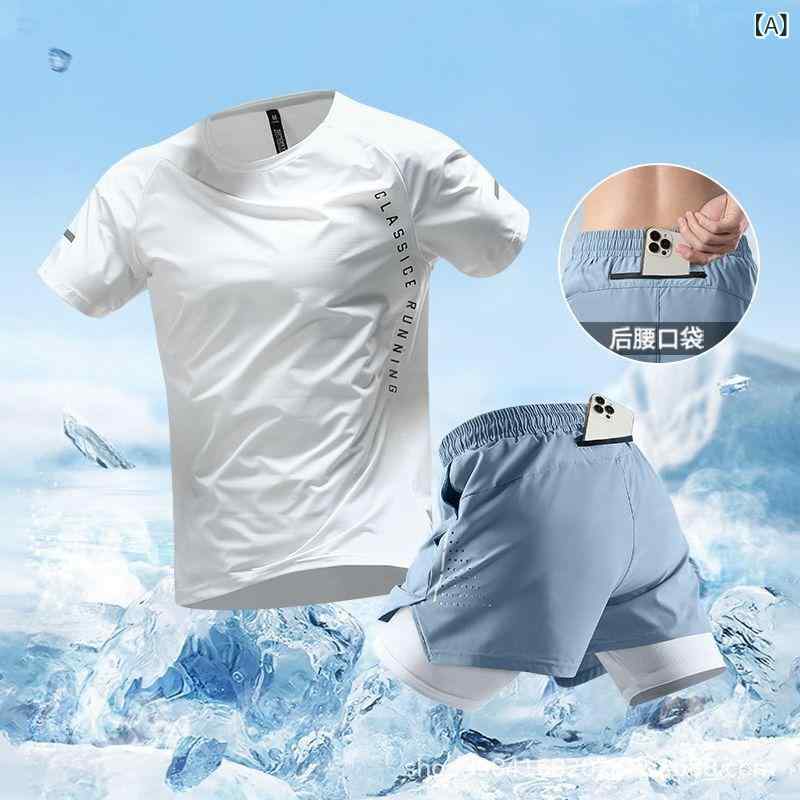 スポーツウェア メンズ 接触冷感 上下セット Tシャツ ハーフパンツ 部屋着 ルームウェア トレーニング ランニング ポリエステル 吸湿速乾 春夏