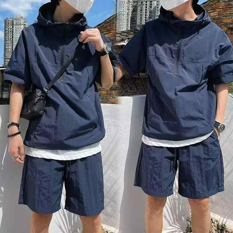 スポーツウェア メンズ 半袖Tシャツ ショートパンツ 上下セット 接触冷感 普段使い 部屋着 ブラック ブルー カーキ