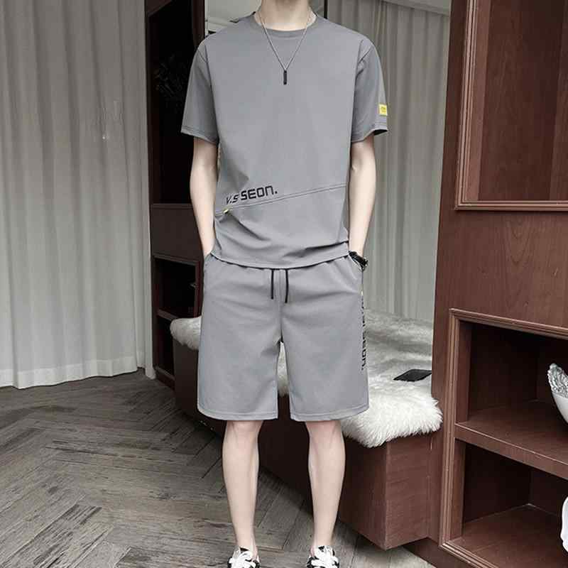 メンズ 接触冷感 Tシャツ ショートパンツ セットアップ 薄手 部屋着 ルームウェア スポーティ カジュアルウェア 春夏 化繊混紡 グレー ホワイト ブラック カーキ 5,296円
